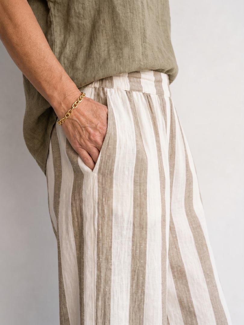 Anna | Relaxed Top And Striped Wide Leg Pants Set
