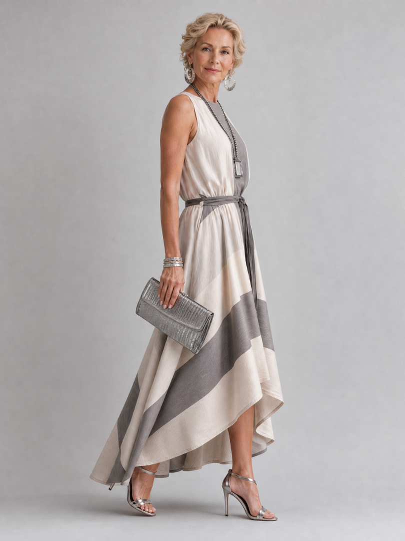 Aureliax | Sleeveless High Low Midi Dress