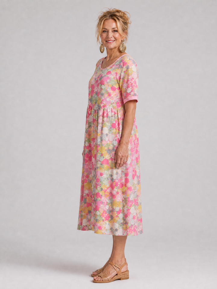 Ysoria | Printed Half Sleeve Midi Dress