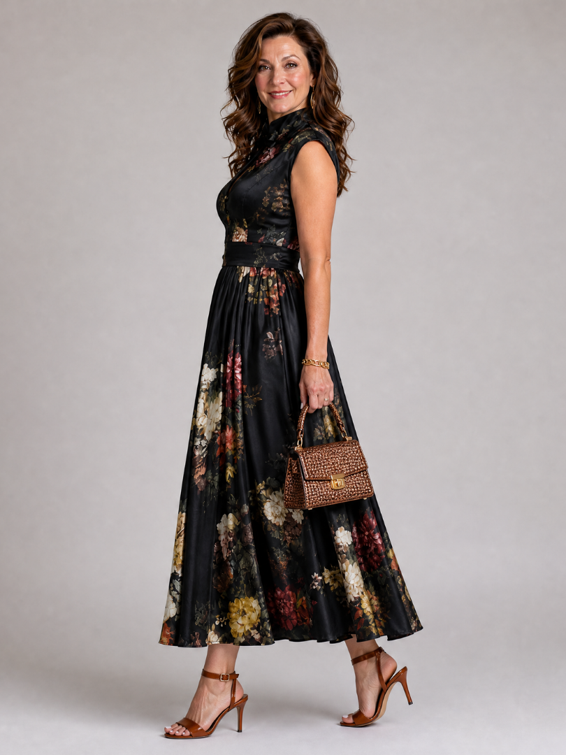 Vimoza | Floral Keyhole Midi Dress