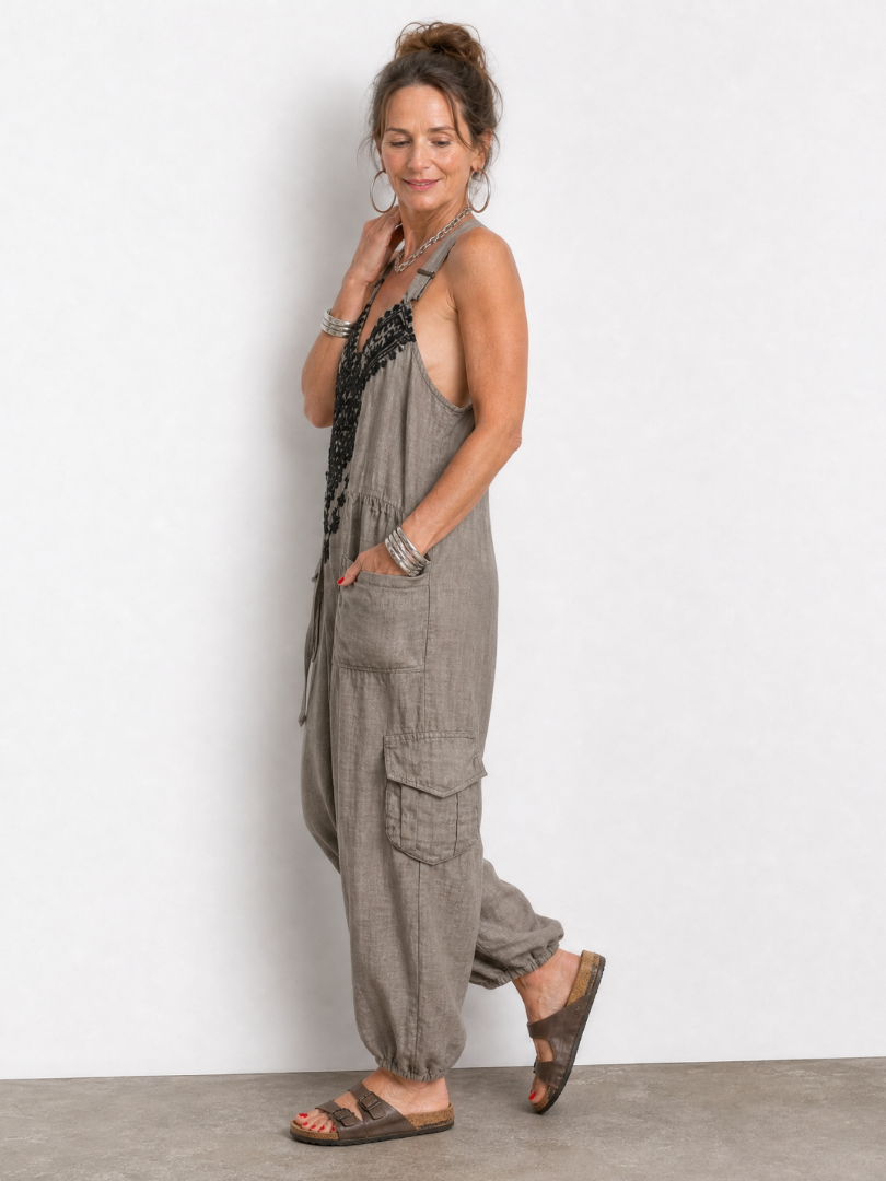 Tara | Embroidered Pocket Jumpsuit