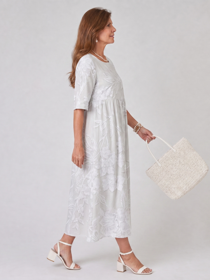 Nancy | Floral Textured Midi Dress
