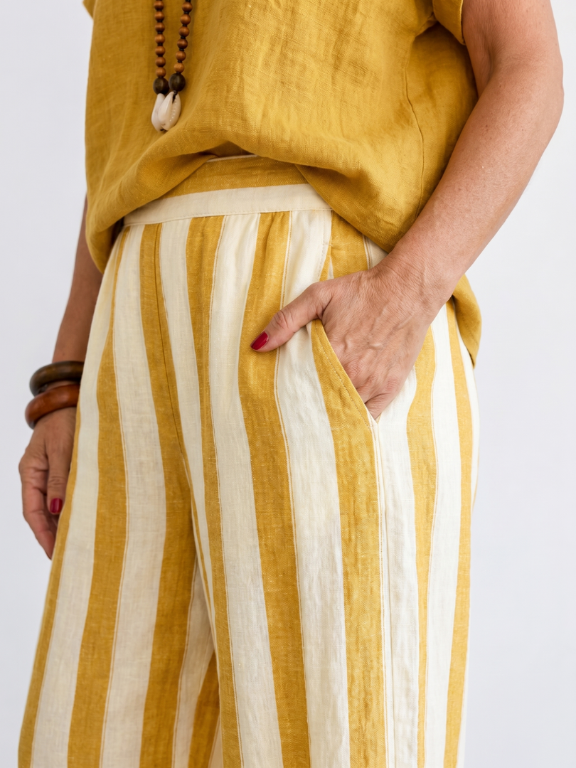 Carmen | Short Sleeve Top And Striped Pants Set