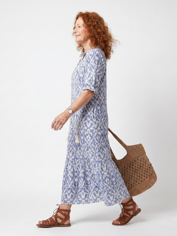 Ottoline | Tassel Tie Neck Printed Midi Dress