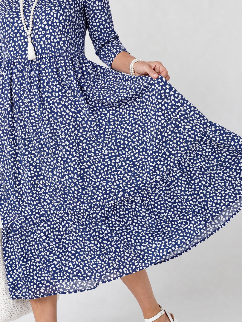 Debbie | Floral Three Quarter Sleeve Midi Dress