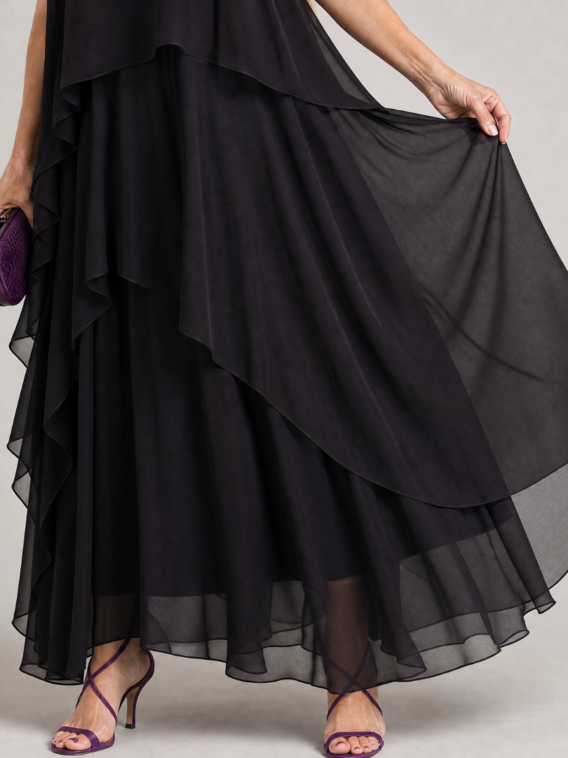 Aubrey | Layered Sleeveless Chiffon Midi Dress