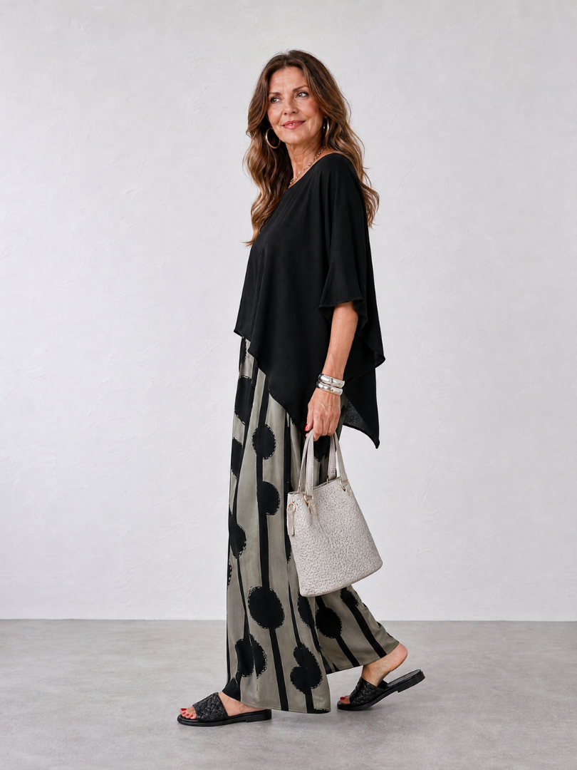 Reese | Flowing Top And Abstract Wide Leg Pants Set