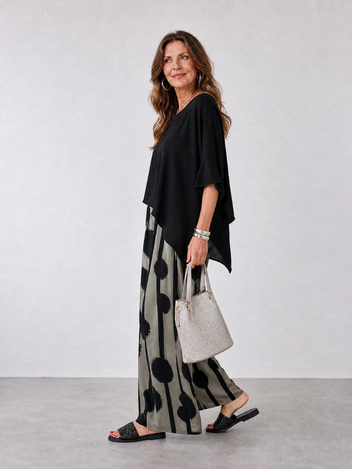 Reese | Flowing Top And Abstract Wide Leg Pants Set