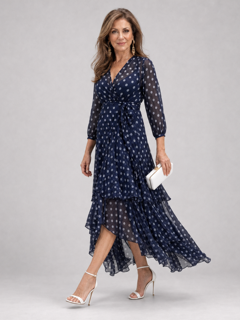 Molly | Polka Dot Long Sleeve Midi Dress
