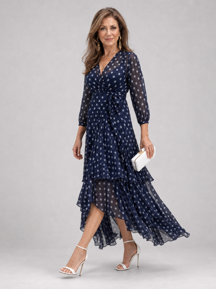 Molly | Polka Dot Long Sleeve Midi Dress