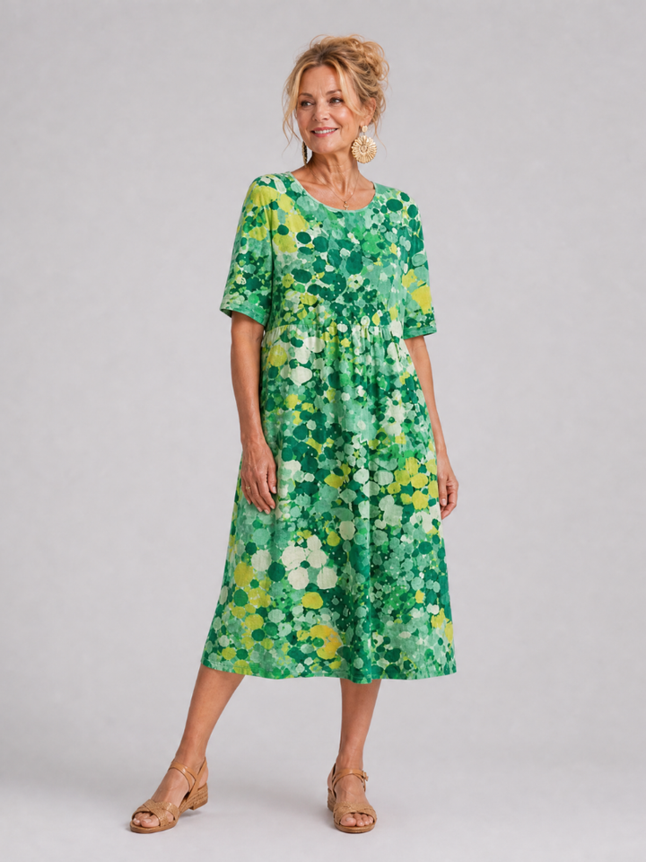 Ysoria | Printed Half Sleeve Midi Dress