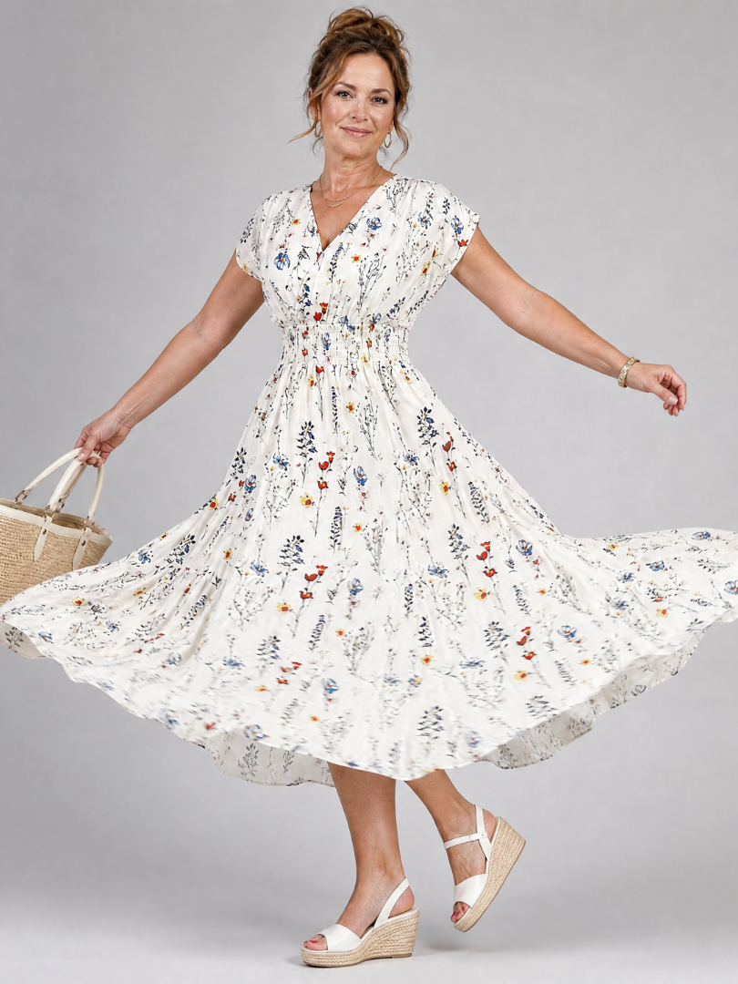 Abigail | Floral V Neck Midi Dress