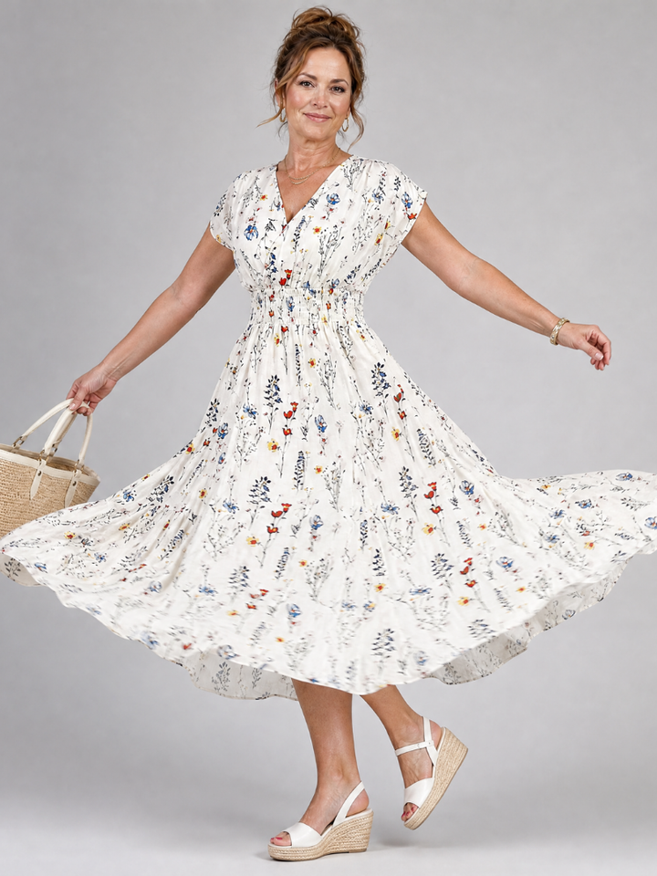 Abigail | Floral V Neck Midi Dress