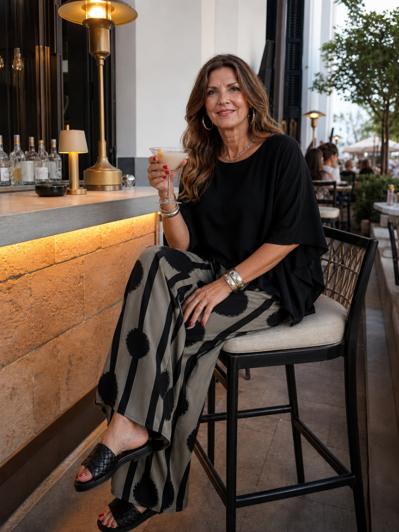 Reese | Flowing Top And Abstract Wide Leg Pants Set