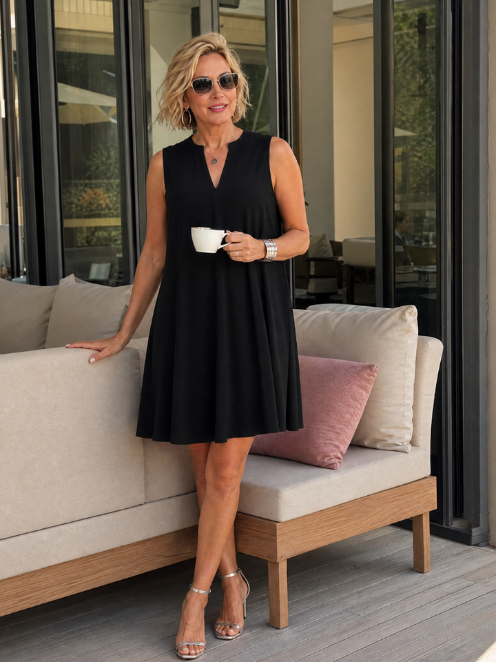 Xavienne | Sleeveless V Neck Mini Dress
