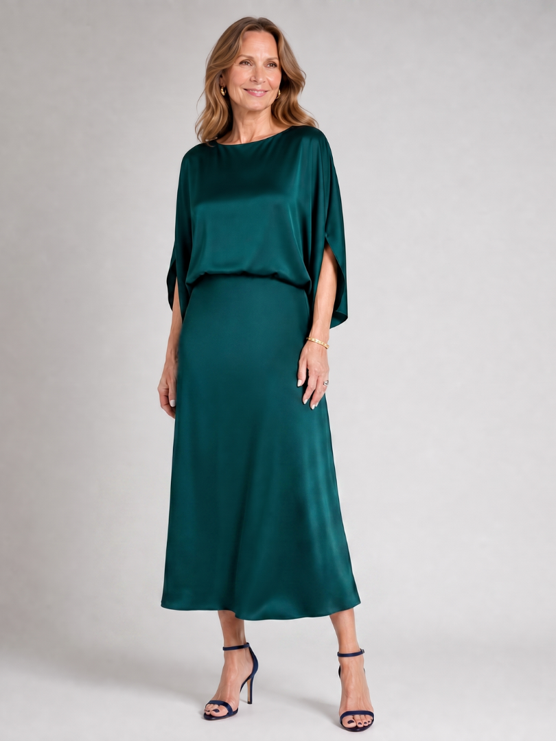 Quenara | Draped Overlay Midi Dress