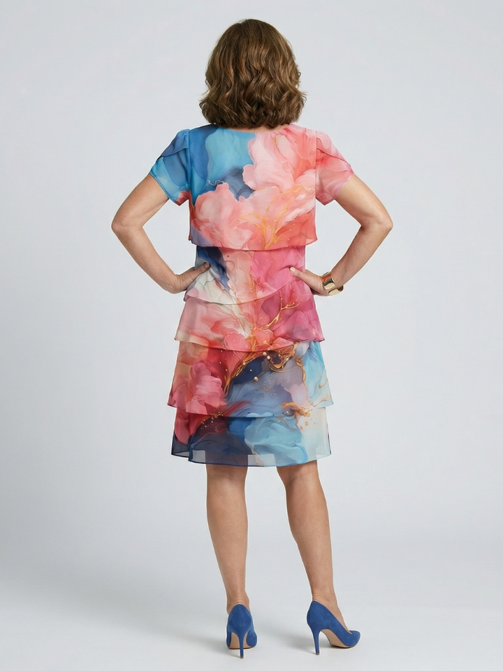 Mira | Poised Marble Knee Length Dress