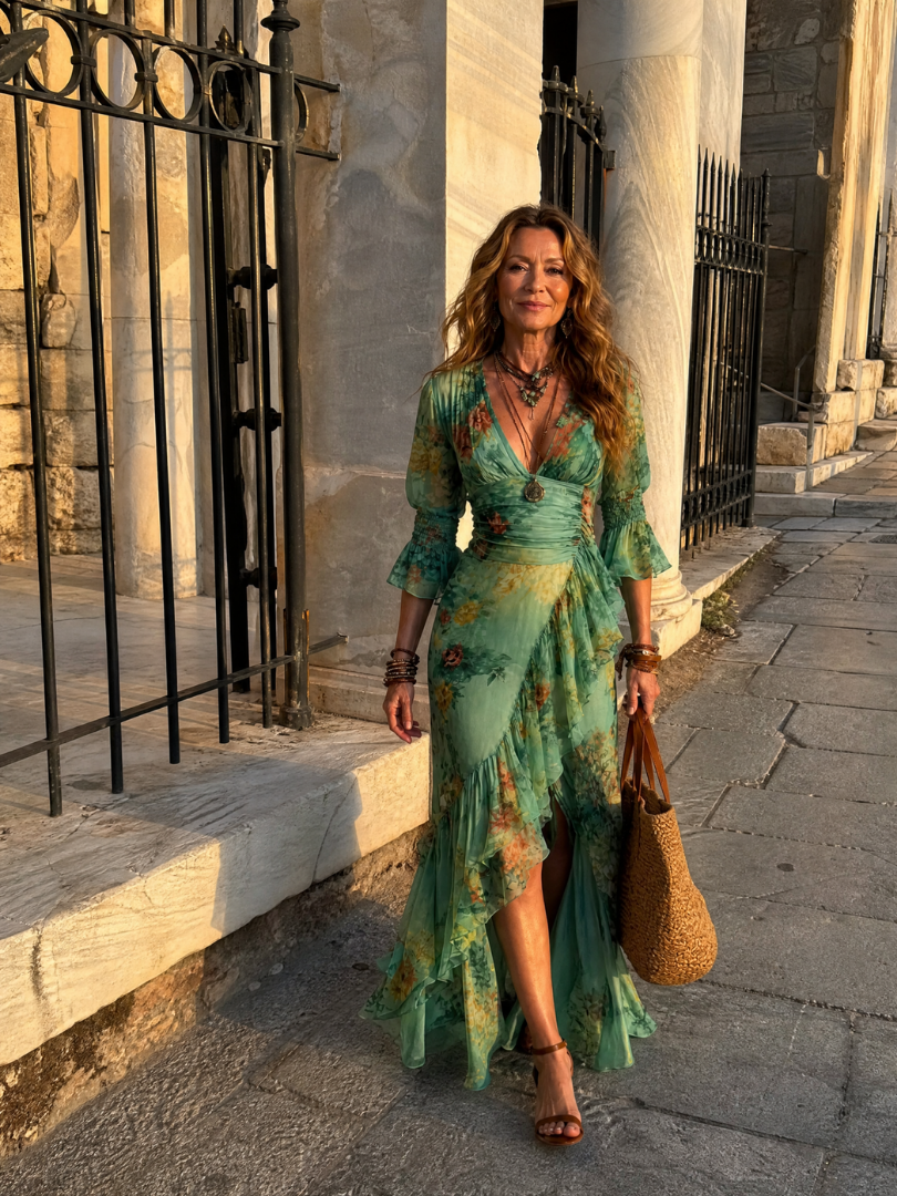 Esadora | Floral Wrap Front Midi Dress