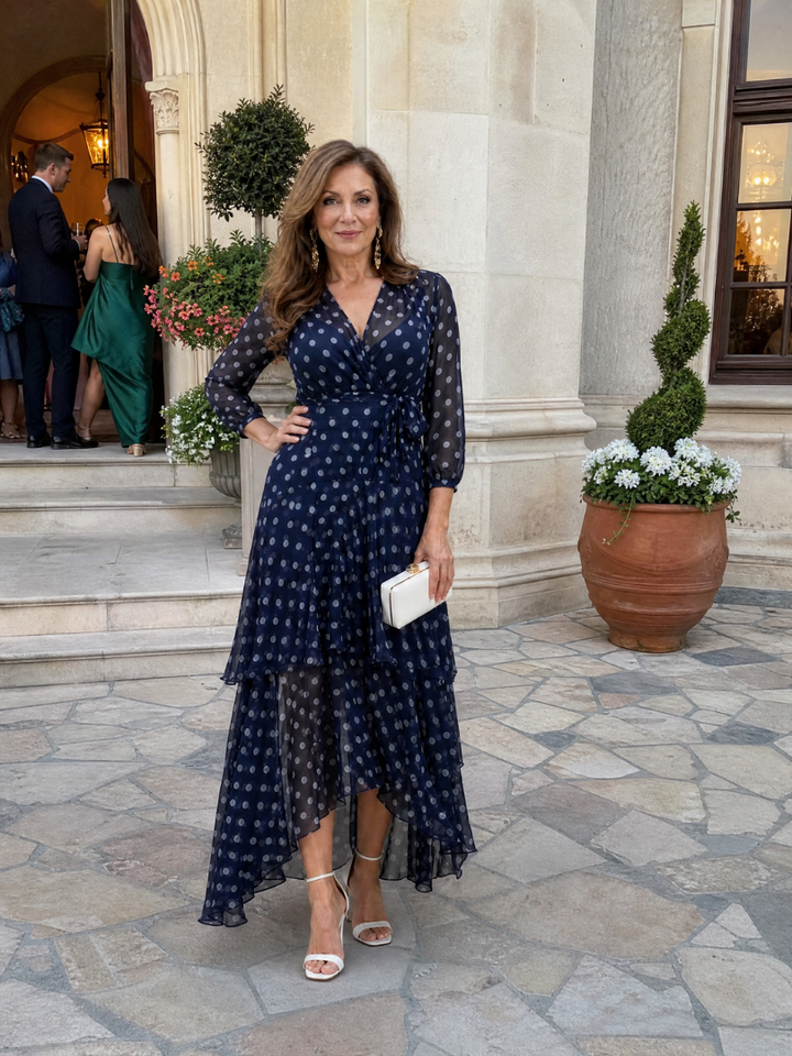 Molly | Polka Dot Long Sleeve Midi Dress