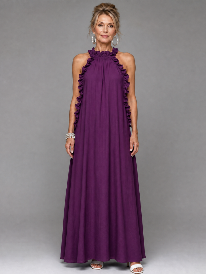 Euman | Sleeveless Ruffle Neck Maxi Dress
