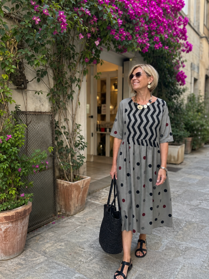 Carol | Mixed Print Midi Dress