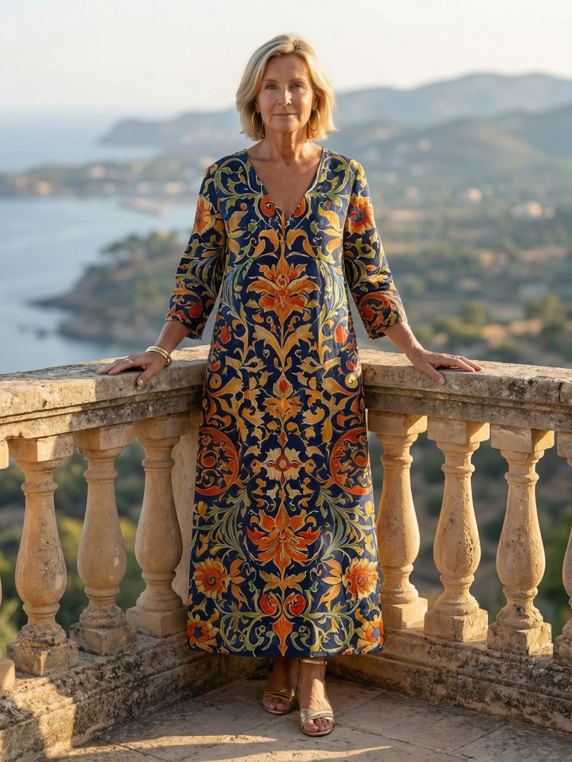 Elise | Clean Ornate Floral Midi Dress