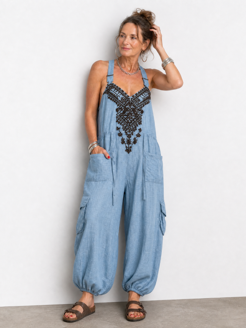 Tara | Embroidered Pocket Jumpsuit