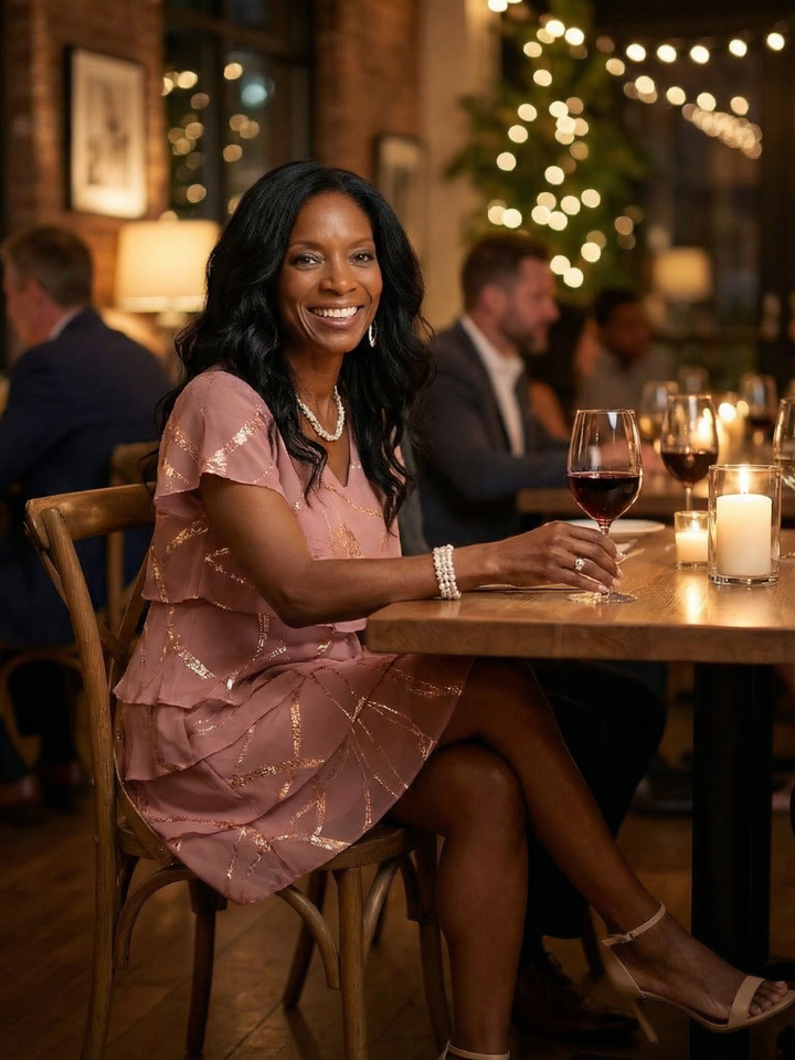 Hoku | Poised Abstract Knee Length Dress