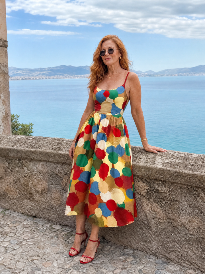 Xandria | Polka Dot Print Midi Dress