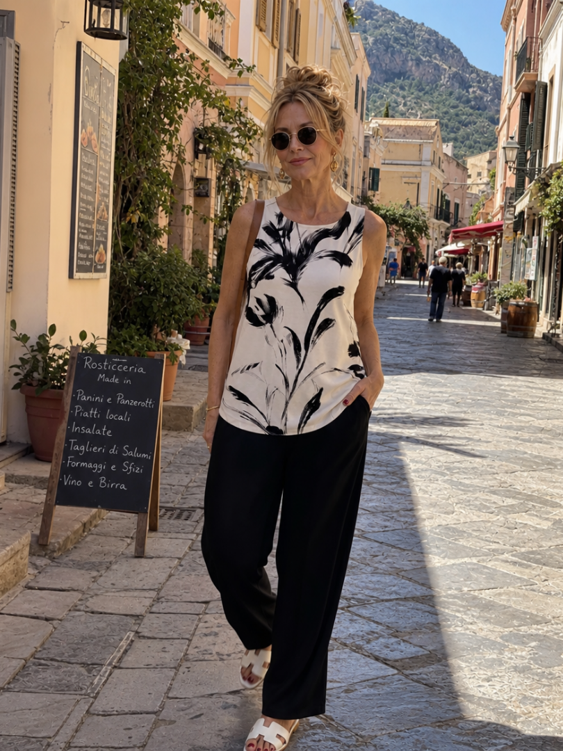Alma | Printed Tank Top And Wide Leg Pants Set
