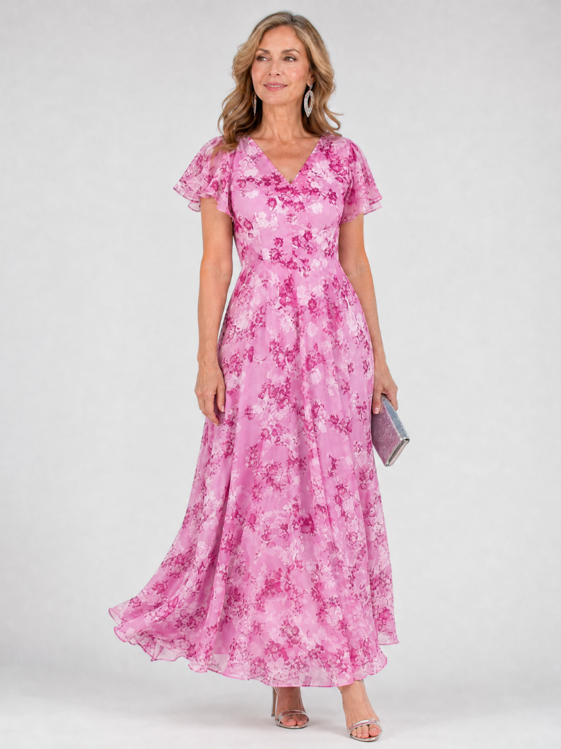 Holly | Floral Short Sleeve Midi Dress