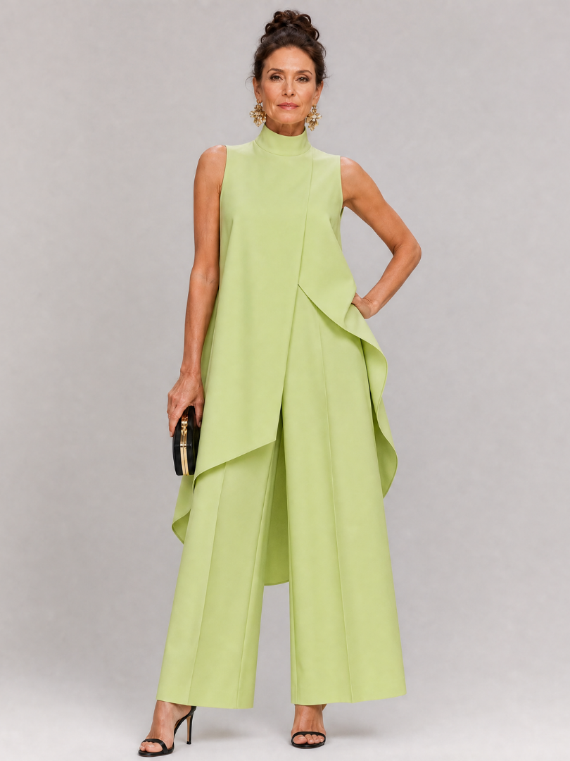 Cozima | Sleeveless Mock Neck Draped Jumpsuit