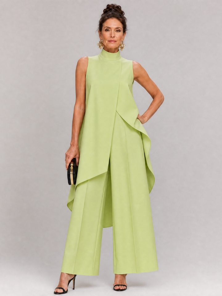 Cozima | Sleeveless Mock Neck Draped Jumpsuit