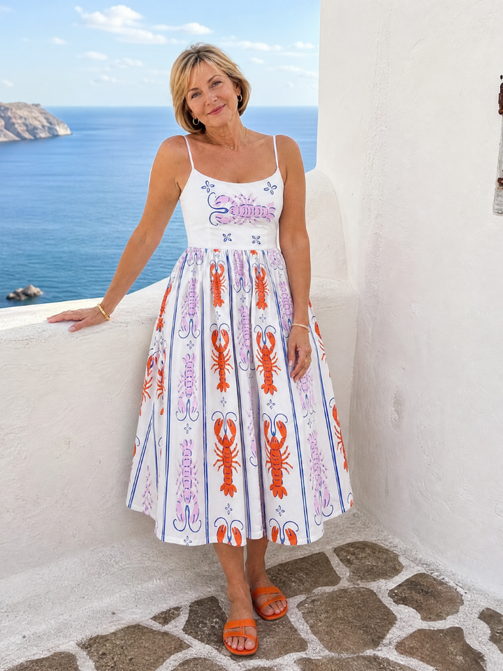 Coralyse | Lobster Print Sleeveless Midi Dress