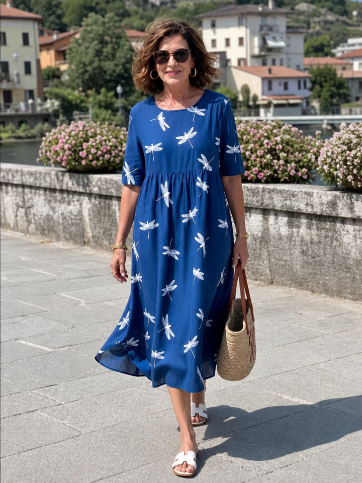Delaney | Dragonfly Print Pocket Midi Dress