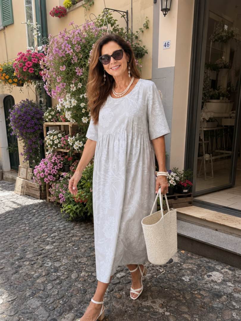 Nancy | Floral Textured Midi Dress