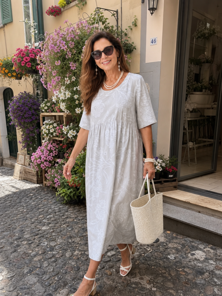 Nancy | Floral Textured Midi Dress