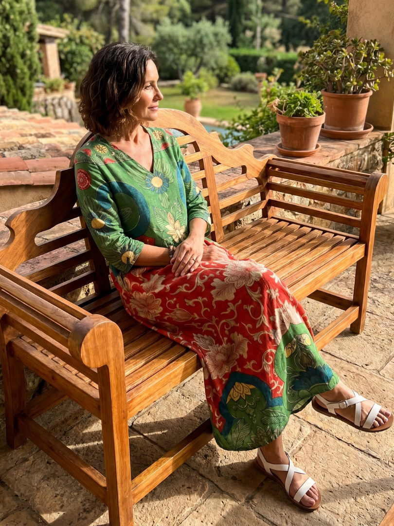 Sloane | Mixed Print V Neck Pocket Midi Dress