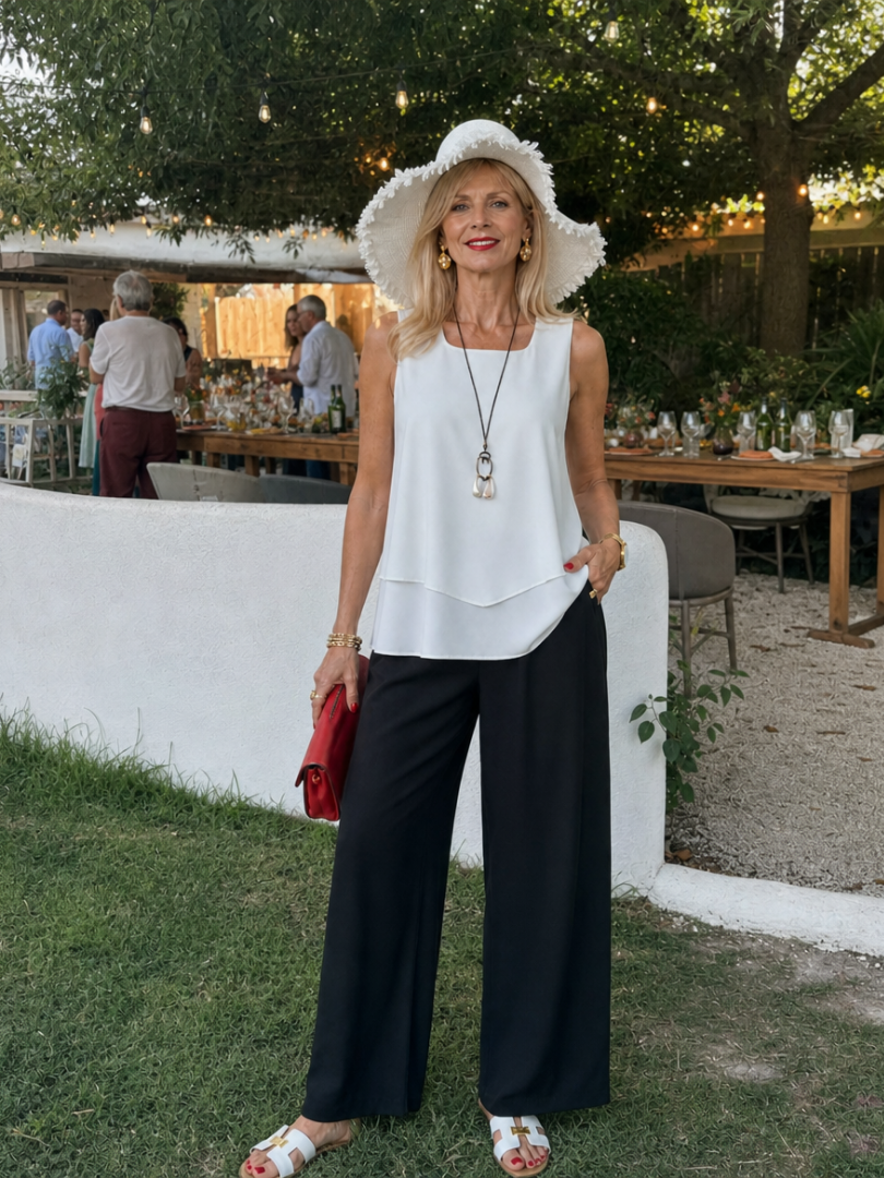 Sadie | Layered Tank Top And Wide Leg Pants Set