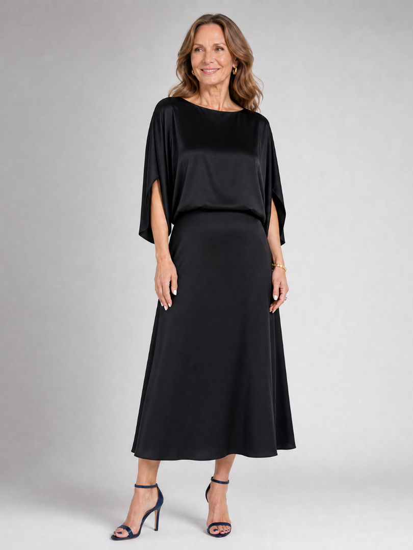 Quenara | Draped Overlay Midi Dress