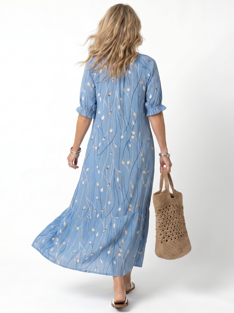 Alora | Floral Print Tassel Tie Midi Dress