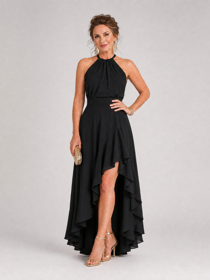 Verena | Halter Neck High Low Midi Dress