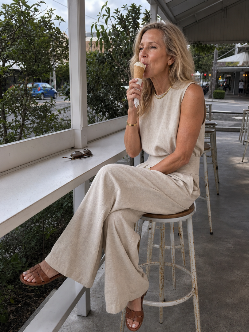 Brooklyn | Sleeveless Mock Neck Top And Wide Leg Pants Set