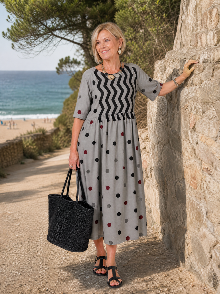 Carol | Mixed Print Midi Dress