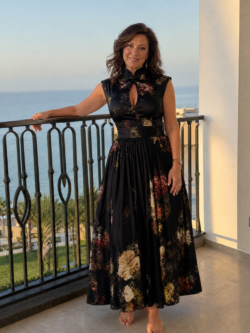Vimoza | Floral Keyhole Midi Dress