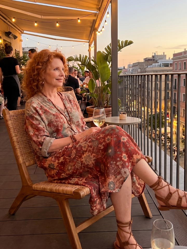 Saffron | Mixed Pattern Relaxed Pocket Midi Dress