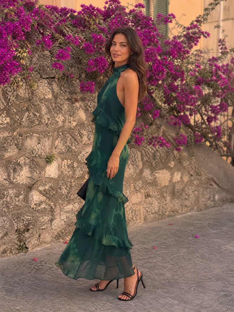 Sukam | Tiered Halter Neck Midi Dress