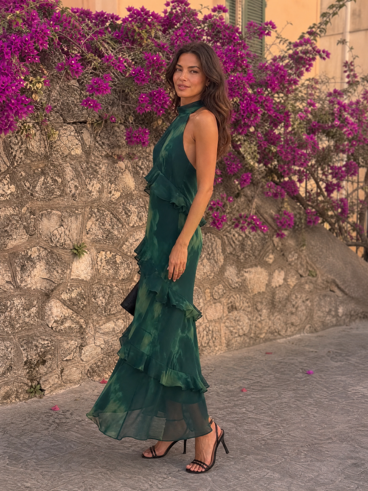 Sukam | Tiered Halter Neck Midi Dress