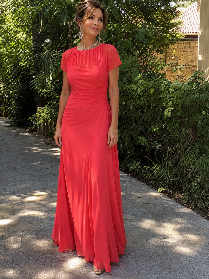 Aurethia | Mesh Yoke Ruched Maxi Dress