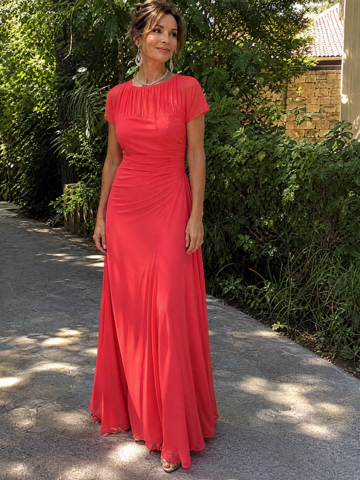 Aurethia | Mesh Yoke Ruched Maxi Dress